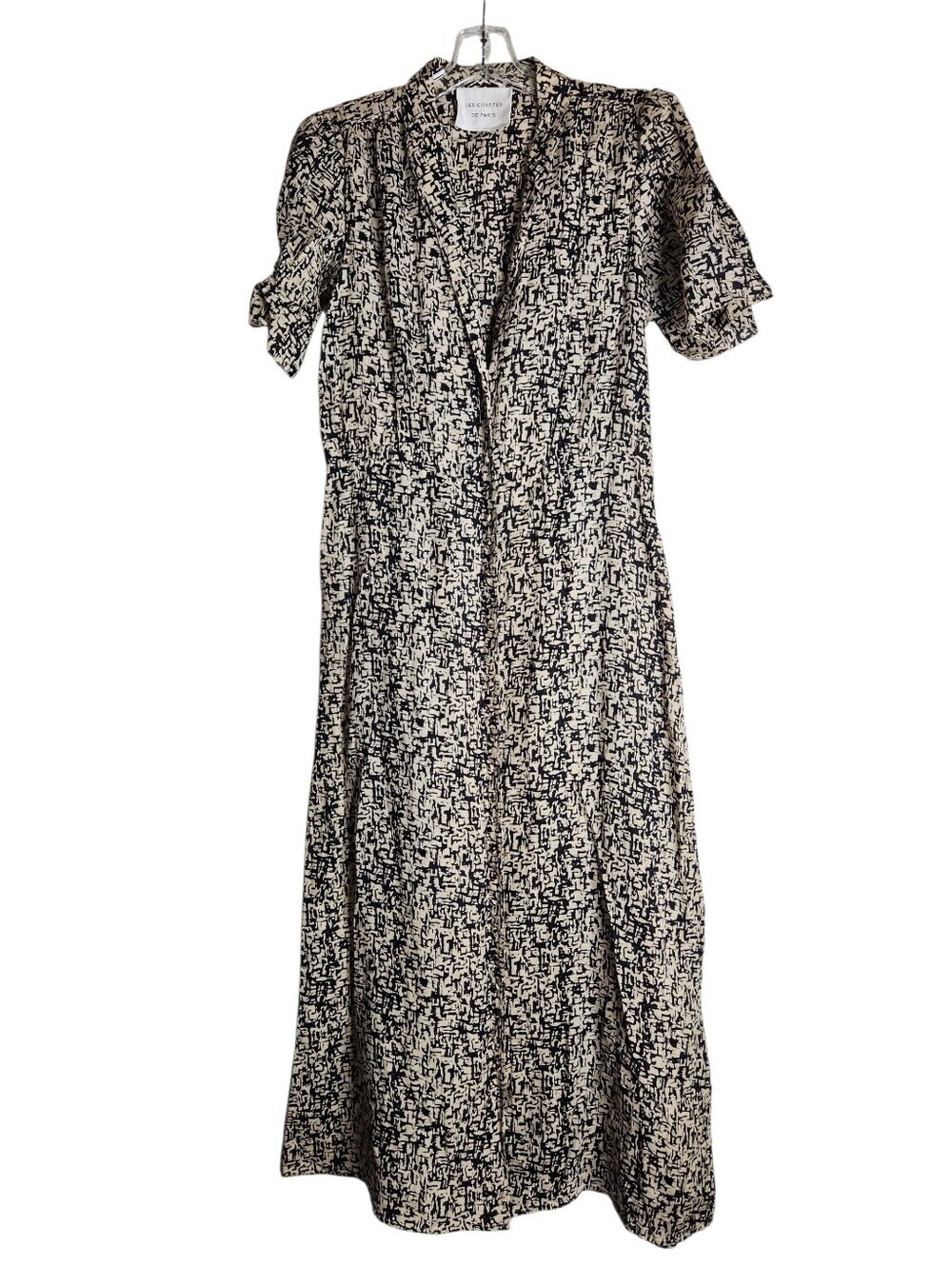 Les Coyotes De Paris Noel Black White Cotton Dress Sz 40 US Large